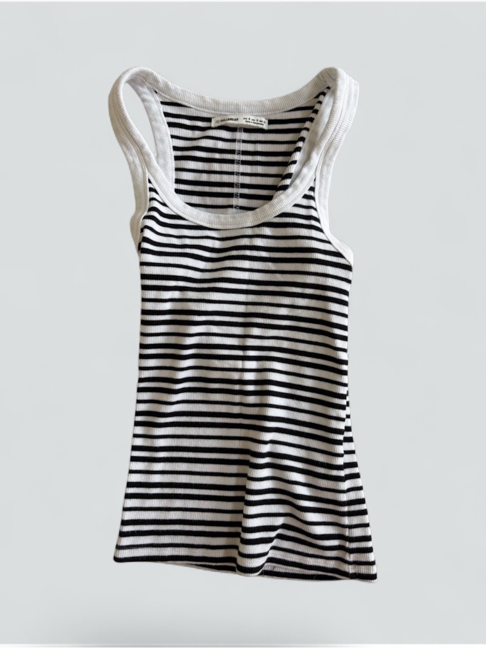 Striped Ribbed Tank Top - Black & White